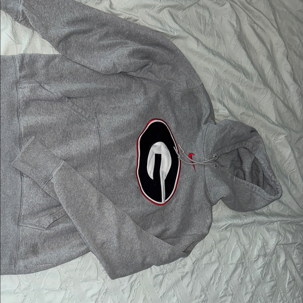 Nike Gray Men's Hoodie with Red Accents